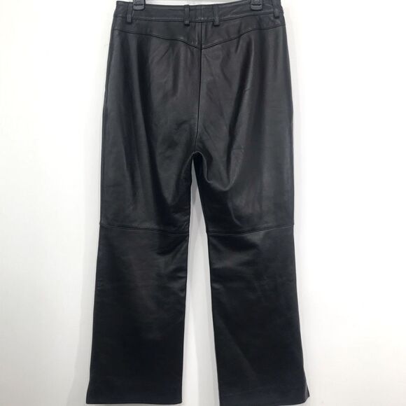 St. John Sport Black 100% Leather Straight Leg Zip Pocket Ankle Pants - Picture 6 of 16